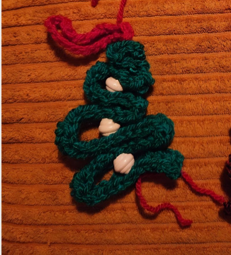 Handmade Crocheted Christmas Tree Decorations in Various Colours