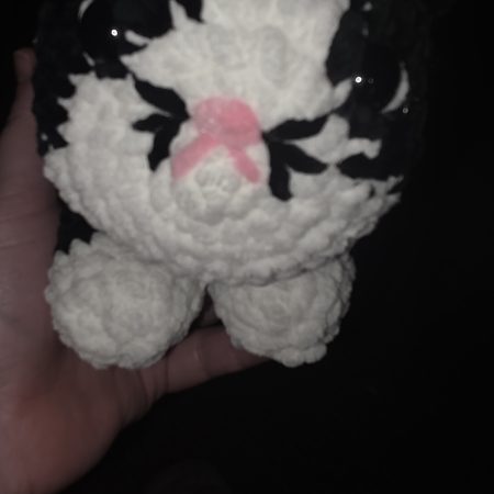 Hand-Crocheted Plush Cat Toy in Black/White, Orange/White or Brown/White