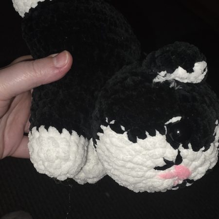 Hand-Crocheted Plush Cat Toy in Black/White, Orange/White or Brown/White