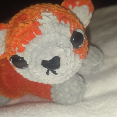Hand-Crocheted Plush Cat Toy in Black/White, Orange/White or Brown/White