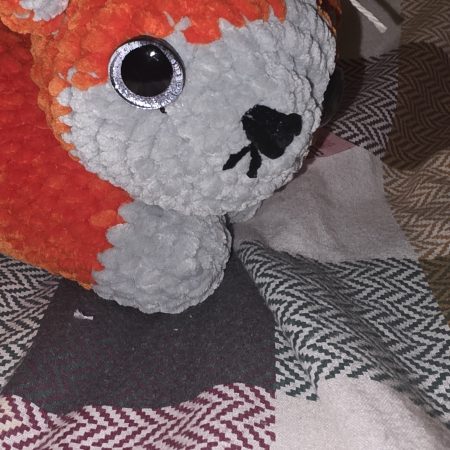 Hand-Crocheted Plush Cat Toy in Black/White, Orange/White or Brown/White