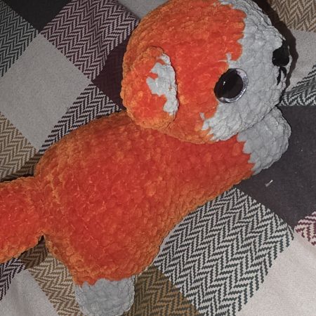 Hand-Crocheted Plush Cat Toy in Black/White, Orange/White or Brown/White