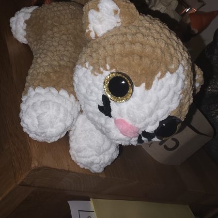 Hand-Crocheted Plush Cat Toy in Black/White, Orange/White or Brown/White