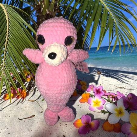 Hand-Crocheted Soft Seal Plushie in Blue, Pink or Grey