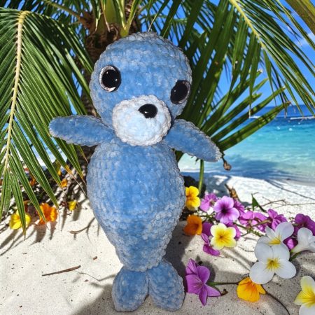 Hand-Crocheted Soft Seal Plushie in Blue, Pink or Grey