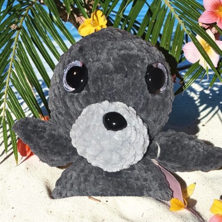 Hand-Crocheted Soft Seal Plushie in Blue, Pink or Grey