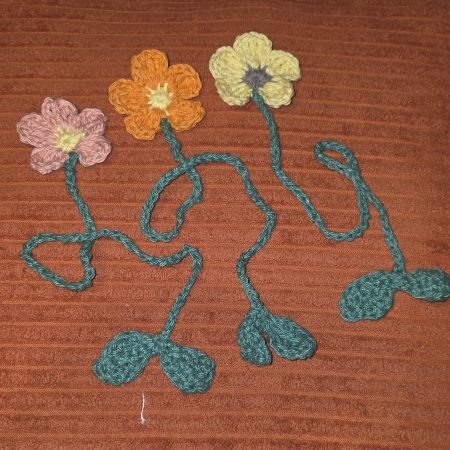Hand Crocheted Flower Bookmark in Soft Cotton Yarn