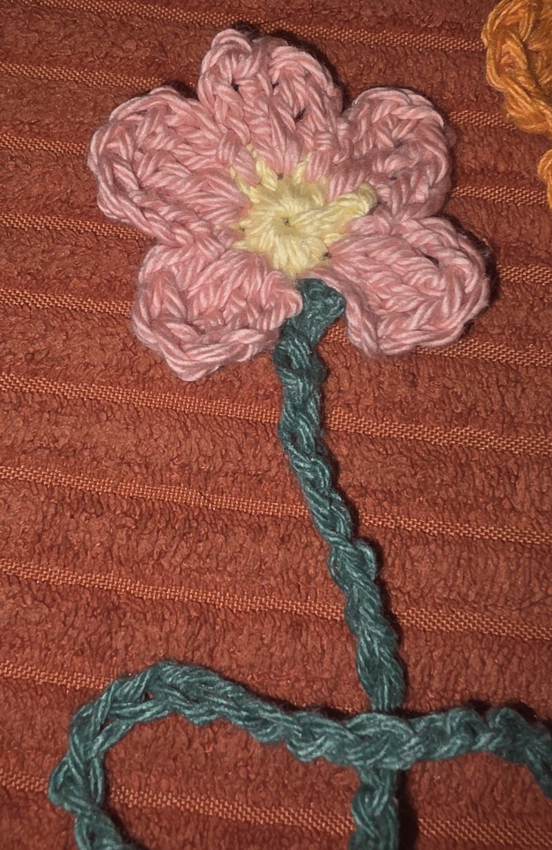 Hand Crocheted Flower Bookmark in Soft Cotton Yarn