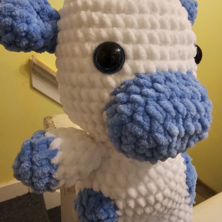 Handmade Crocheted Fruit Cows in Strawberry, Lemon, and Blueberry