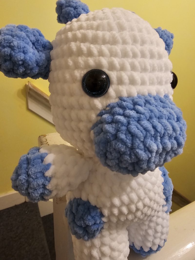 Handmade Crocheted Fruit Cows in Strawberry, Lemon, and Blueberry