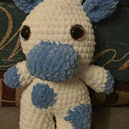 Handmade Crocheted Fruit Cows in Strawberry, Lemon, and Blueberry