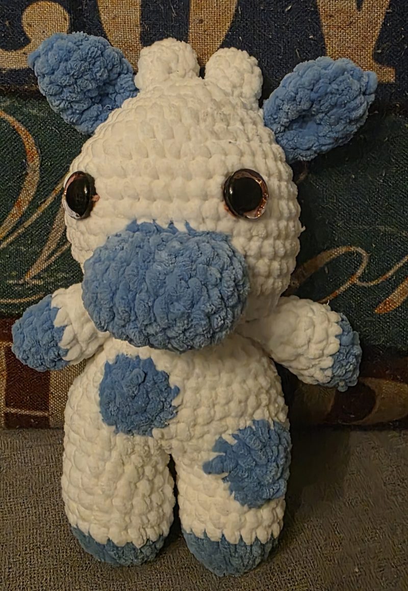 Handmade Crocheted Fruit Cows in Strawberry, Lemon, and Blueberry