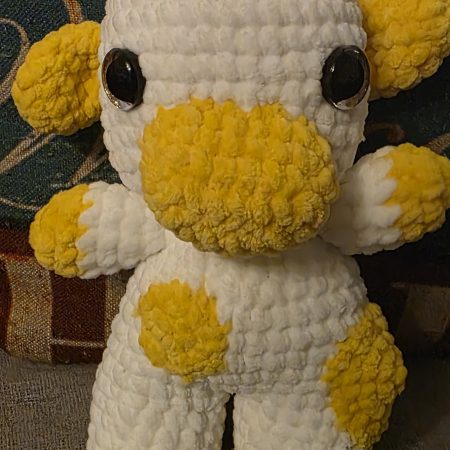 Handmade Crocheted Fruit Cows in Strawberry, Lemon, and Blueberry