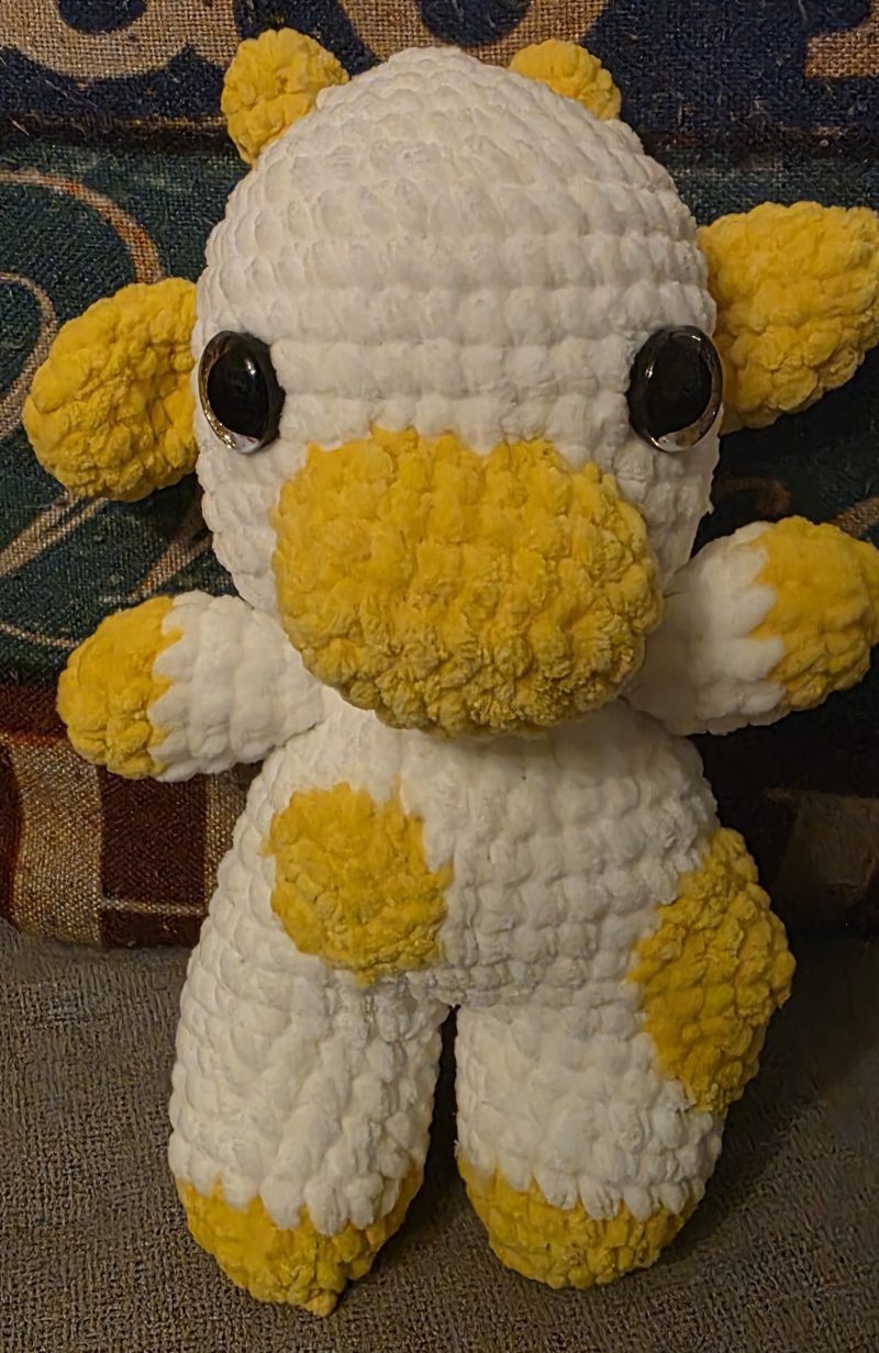 Handmade Crocheted Fruit Cows in Strawberry, Lemon, and Blueberry