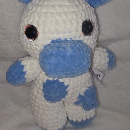 Handmade Crocheted Fruit Cows in Strawberry, Lemon, and Blueberry
