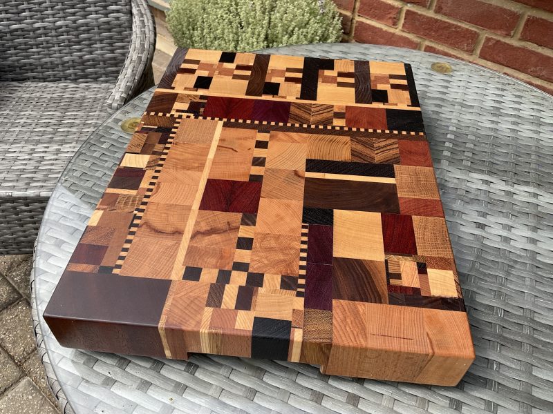 Large End Grain Hardwood Cutting Board: urbanChaos Pattern