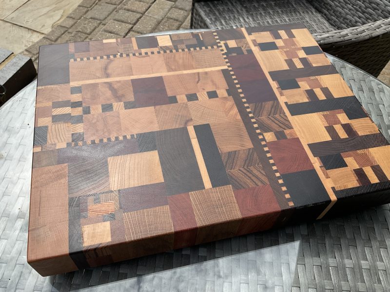 Large End Grain Hardwood Cutting Board: urbanChaos Pattern