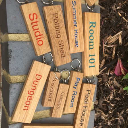 Engraved Oak Personalized Keyring - Hand Colored Custom Keychain