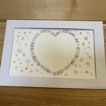 Soft Dolly-mixture- themed Hand-Painted Heart Watercolour miniature art and card