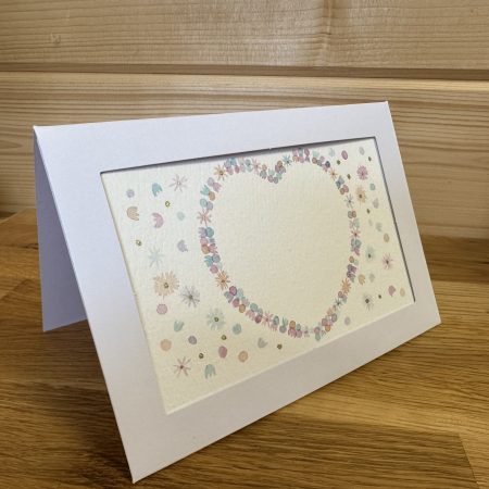 Soft Dolly-mixture- themed Hand-Painted Heart Watercolour miniature art and card