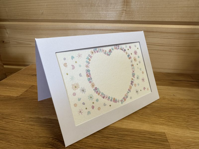 Soft Dolly-mixture- themed Hand-Painted Heart Watercolour miniature art and card