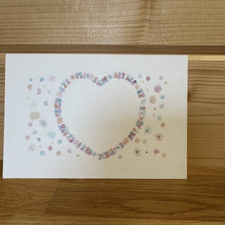 Soft Dolly-mixture- themed Hand-Painted Heart Watercolour miniature art and card