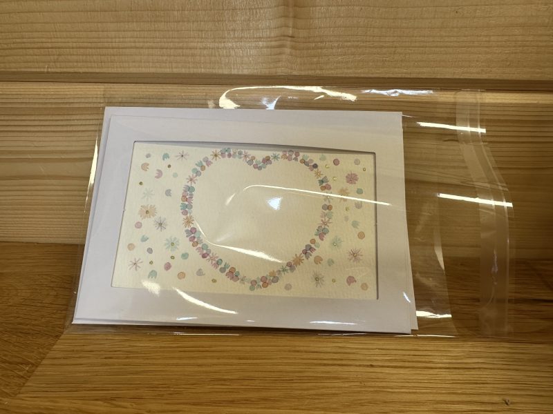 Soft Dolly-mixture- themed Hand-Painted Heart Watercolour miniature art and card
