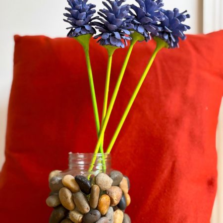 Hand-Painted Pine Cone Flower – Lavender, Blue & White