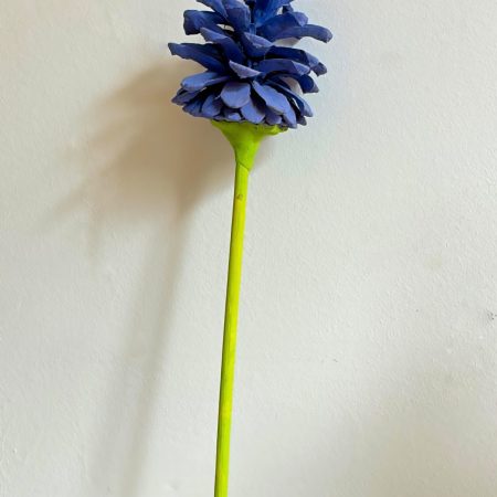 Hand-Painted Pine Cone Flower – Lavender, Blue & White