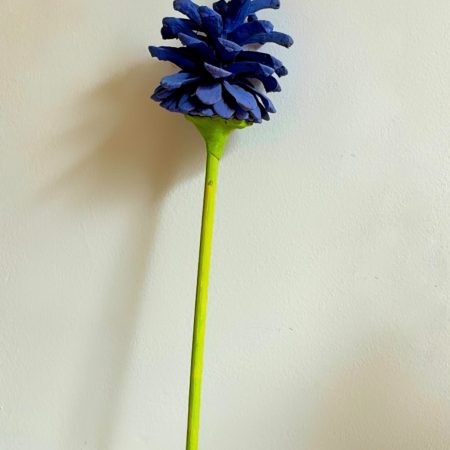 Hand-Painted Pine Cone Flower – Lavender, Blue & White