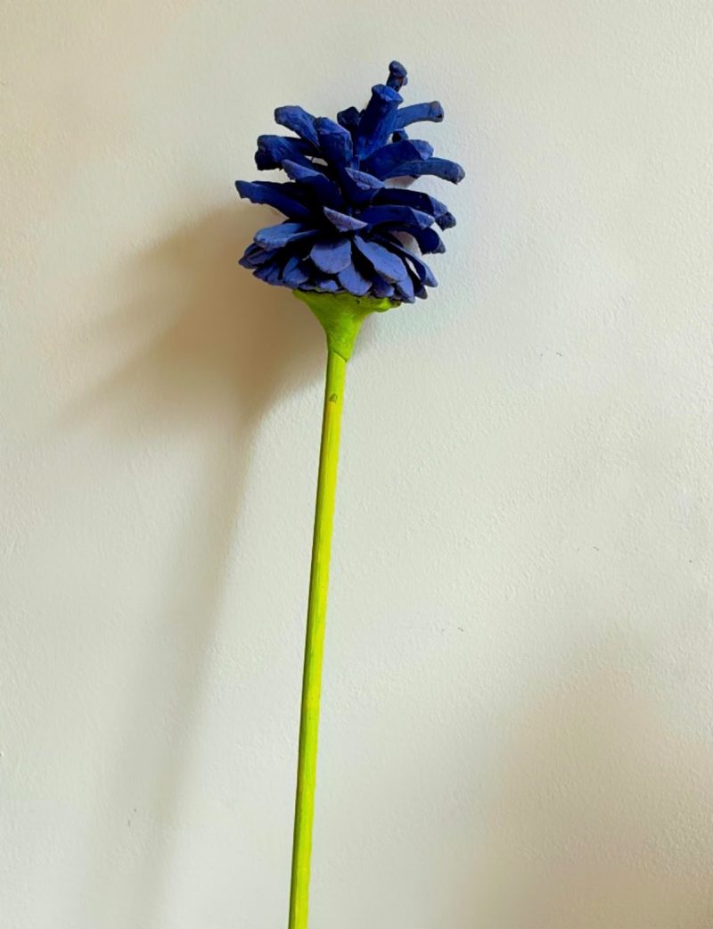 Hand-Painted Pine Cone Flower – Lavender, Blue & White