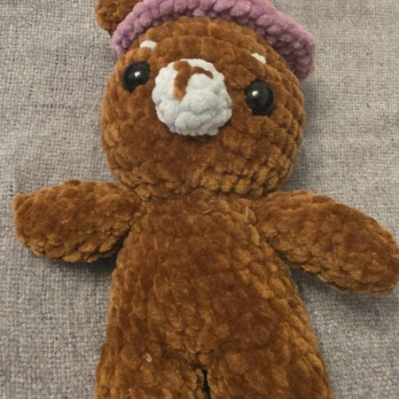 Hand-Crocheted Plush Bear with Witches Hat, Soft Autumn Decoration