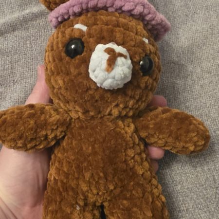Hand-Crocheted Plush Bear with Witches Hat, Soft Autumn Decoration