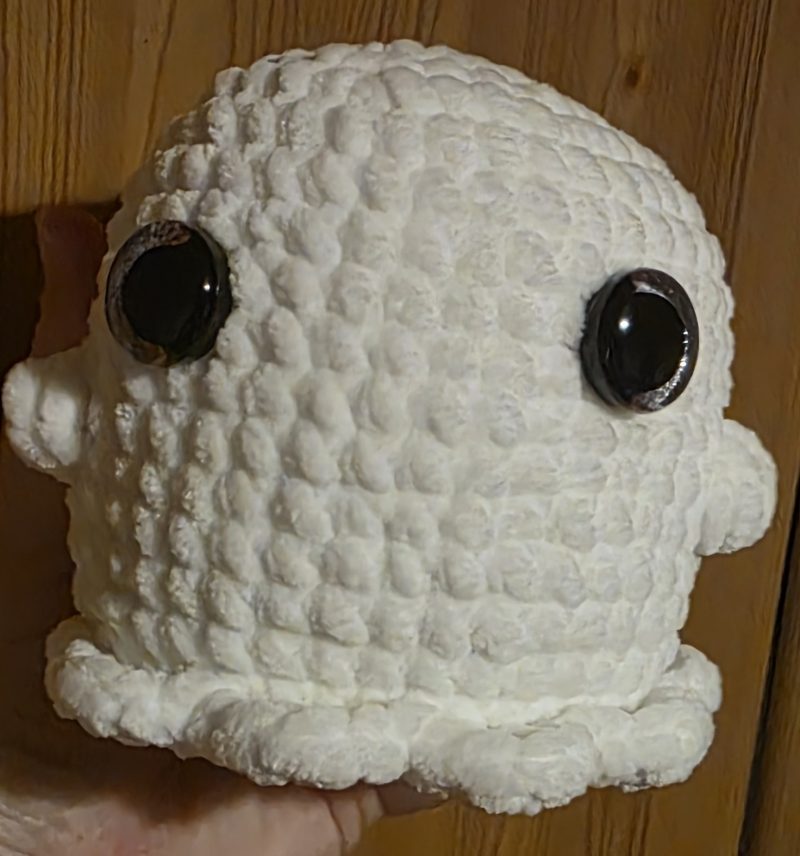 Hand-Crocheted Chonky Ghost Plushie for Halloween