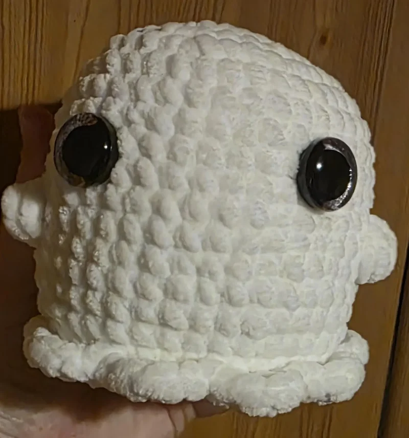Hand-Crocheted Chonky Ghost Plushie for Halloween