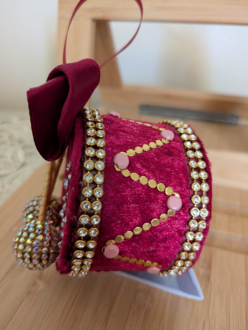 Set of 4 hand made velvet christmas ornaments