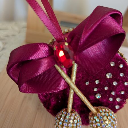 Set of 4 hand made velvet christmas ornaments
