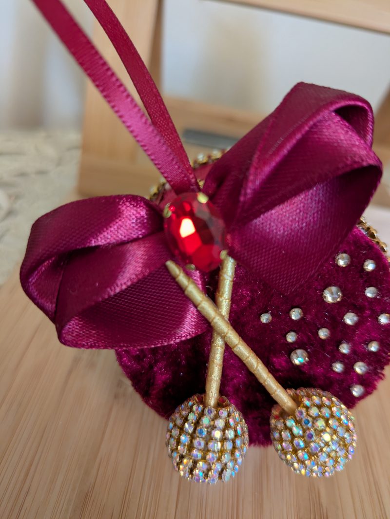 Set of 4 hand made velvet christmas ornaments