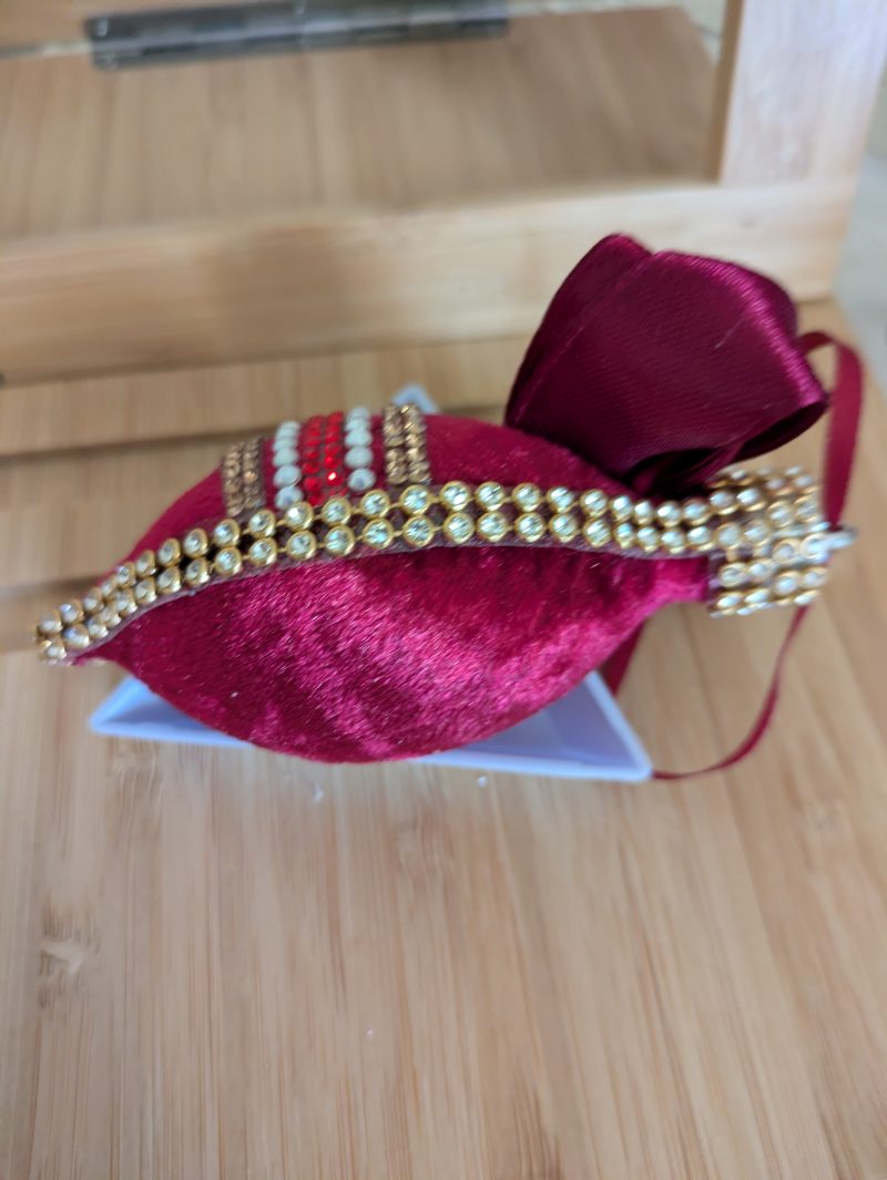 Set of 4 hand made velvet christmas ornaments