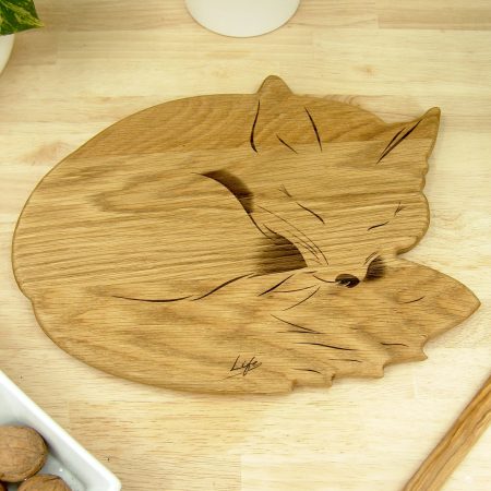 Handmade Fox Chopping Board in British Oak – Wooden Fox Gift