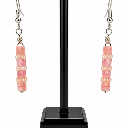 Handmade Miyuki Tila Bead Earrings with Stainless Steel Hoops.