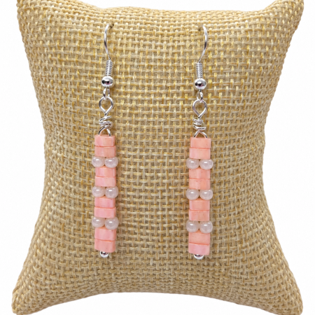 Handmade Miyuki Tila Bead Earrings with Stainless Steel Hoops.