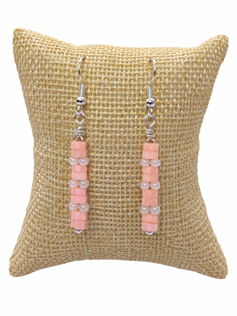 Handmade Miyuki Tila Bead Earrings with Stainless Steel Hoops.