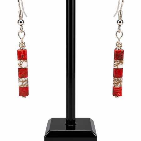 Handmade Miyuki Tila Bead Earrings with Stainless Steel Hoops.