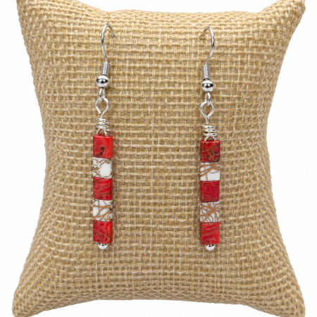 Handmade Miyuki Tila Bead Earrings with Stainless Steel Hoops.