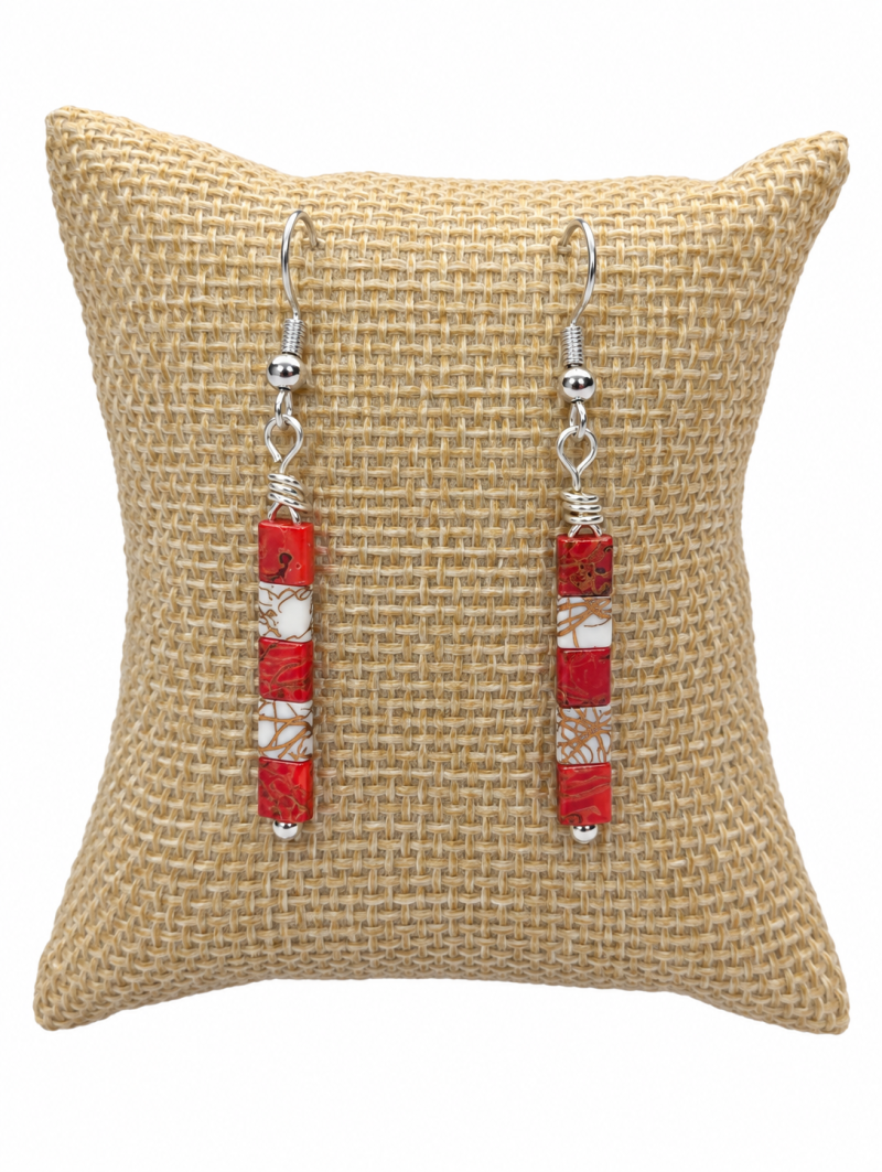 Handmade Miyuki Tila Bead Earrings with Stainless Steel Hoops.