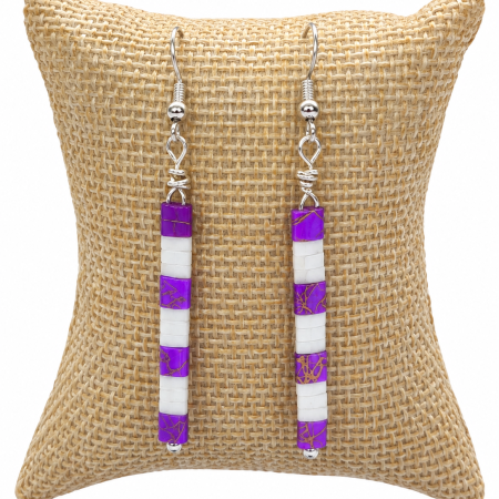 Handmade Miyuki Tila Bead Earrings with Stainless Steel Hoops.