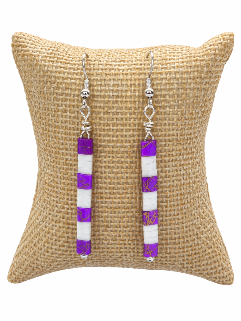 Handmade Miyuki Tila Bead Earrings with Stainless Steel Hoops.