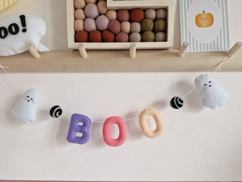 Halloween Boo ghost felt garland
