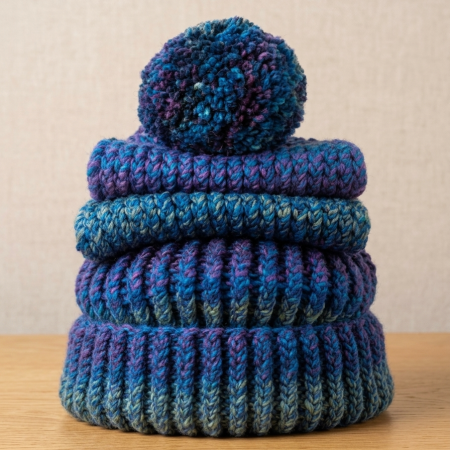 Handmade Loom-Knit 2-in-1 Hat Scarf Combo | Purple Marble Cat Ear Scoodie